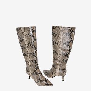 Kenneth Cole New York Knee-High Boots Utah | Size 6 | Taupe Snake | NWB
